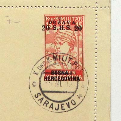 K. u. K. Militär - Post, Briefmarke, Stempel