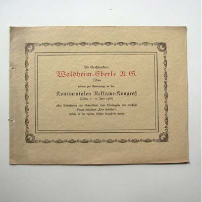 Reklame Konkress 1938, Wien, Erinnerungsblatt