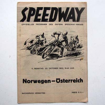 Speedway, Programmheft, Norwegen - Österr., 1953