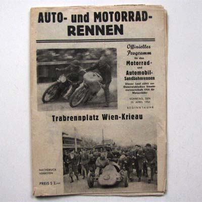 Auto- und Motorrad-Rennen, Programmheft, 1954