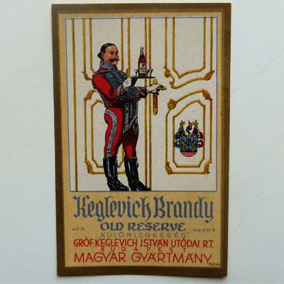 Keglevich Brandy, altes Etikett, Ungarn