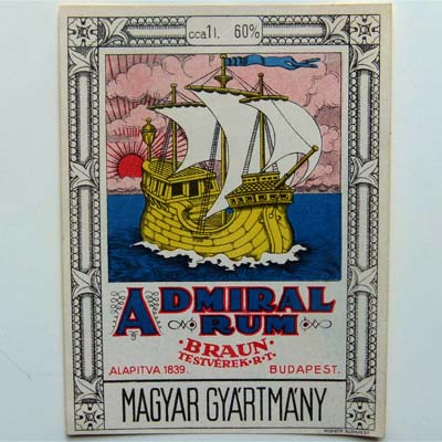 Admiral Rum, Budapest, altes Etikett