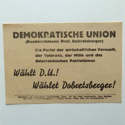 Wahlflyer, D.U., Dobretsberger, 1949