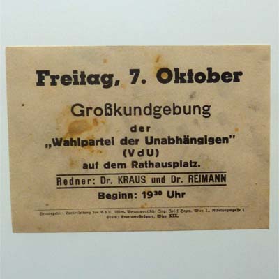 Wahlflyer, VdU, Nationalratswahl 1949