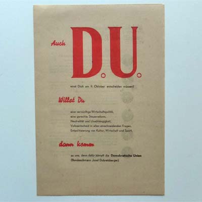 Wahl-Flugblatt, Demokratische Union, 1949