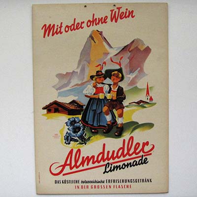 Almdudler Limonade, Werbeplakat, Trachtenpärchen