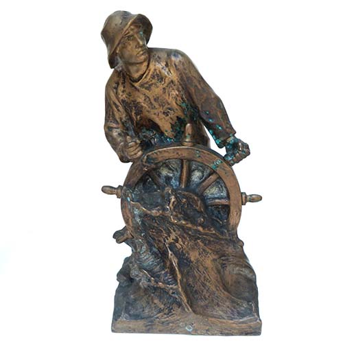 Steuermann, Bronzefigur, alt, signiert