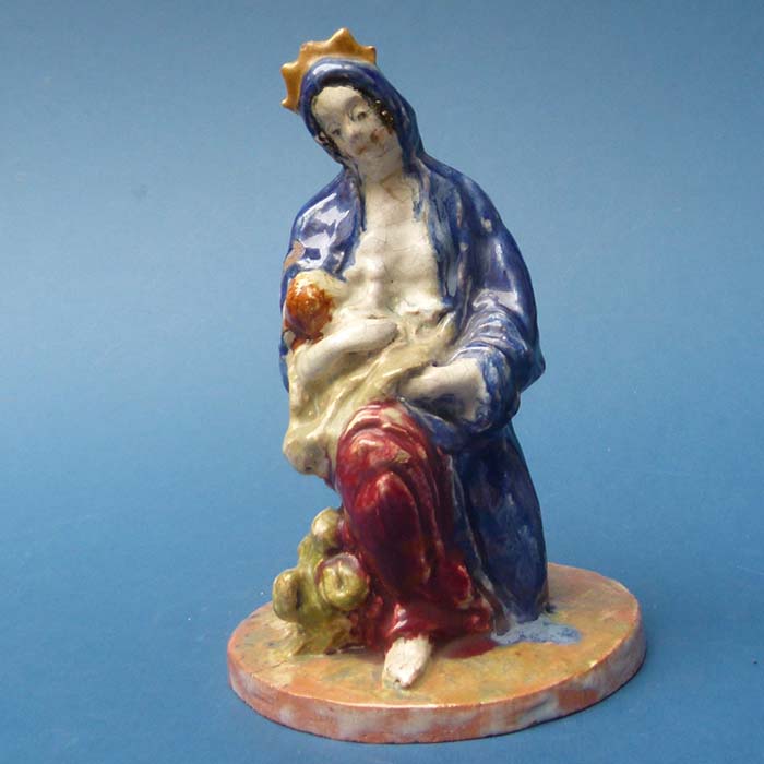 Keramikfigur, Maria mit Jesus, stillend