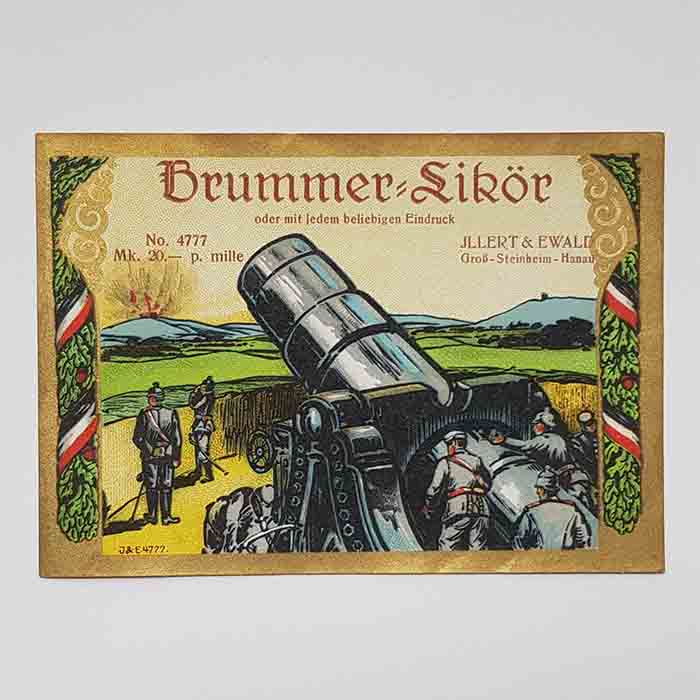 Brummer - Likör, Kanone, 1. Weltkrieg, Etikett