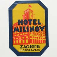 Hotel Milinov, Zagreb, Jugoslawien, Hotel-Label