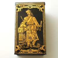 Very old tea tin with asian graphics