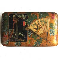 Gorgeous old tea tin with asian graphics