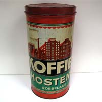 Old large coffee container, Koffies Hostens
