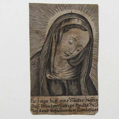 Hl. Maria, sehr alt, Heiligenbildchen