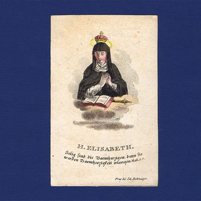 Hl. Elisabeth, Heiligenbildchen, handkoloriert