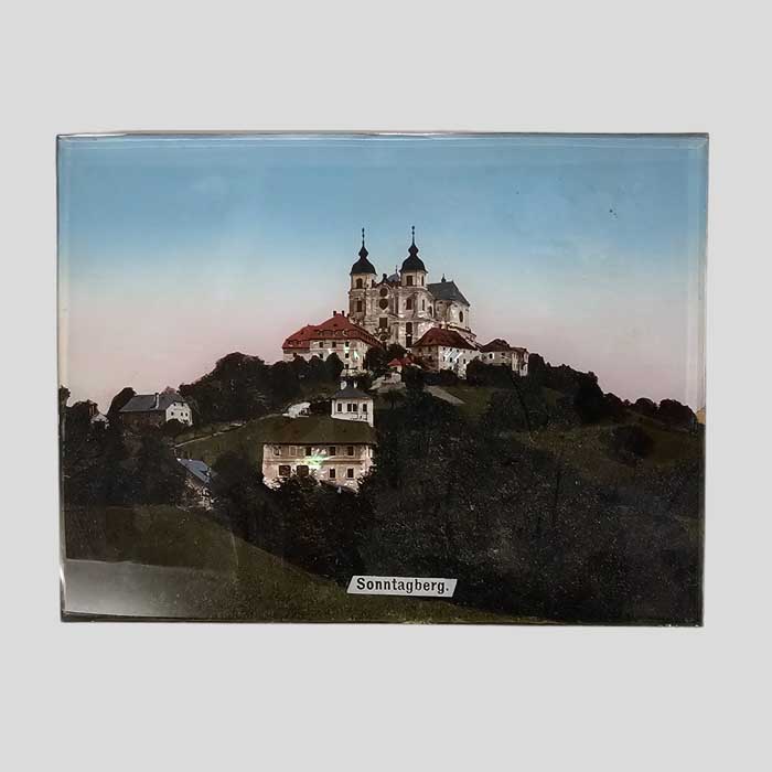 Sonntagberg, Ansicht mit Perlmutt, handkoloriert