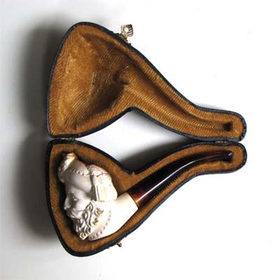 alte Pfeife, Meerschaum, mit Etui