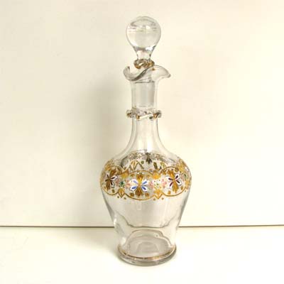 alte Karaffe, Glas, Goldauflage