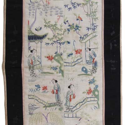 asiatisches Wandbild, auf Seide handgestickt