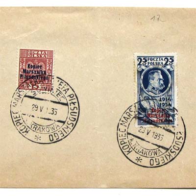 Marschall Józef Pilsudski, Briefmarke und Sonderstempel