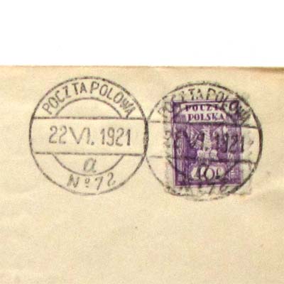 Briefmarke und Stempel, Polen, 1921