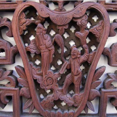 handgeschnitzte alte Wandpaneele, Asiatika
