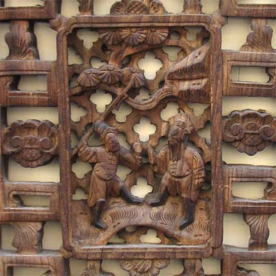 handgeschnitzte alte Wandpaneele, Asiatika