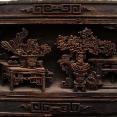 handgeschnitzte alte Wandpaneele, Asiatika