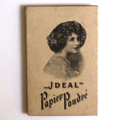 Ideal, Puder Papier, alte Reklame