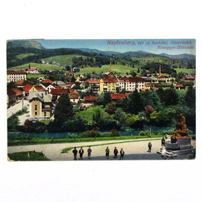 Kapfenberg, Rosegger-Brunnen, alte Ansichtskarte