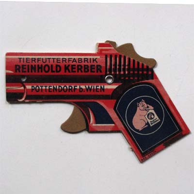 Werbeflyer, Reinhold Kerber Wien, Pistolenform