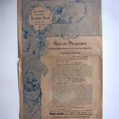 Konzertprogramm, Joh. Weigls Etablissement, um 1905