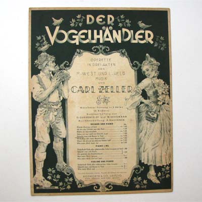 Der Vogelhändler, Karl Zeller, Musiknoten