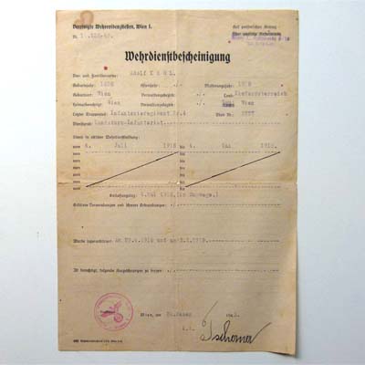 Wehrdienstbescheinigung, 1943