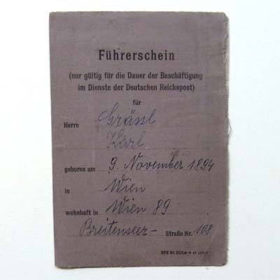 Führerschein, Deutsche Reichspost, 1944