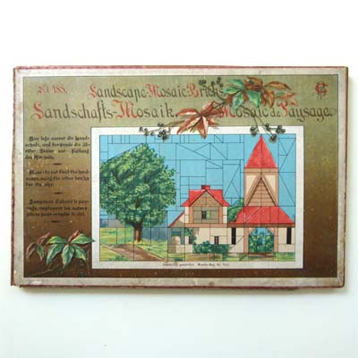 Landschafts-Mosaik, Bausteine-Kasten, sehr alt