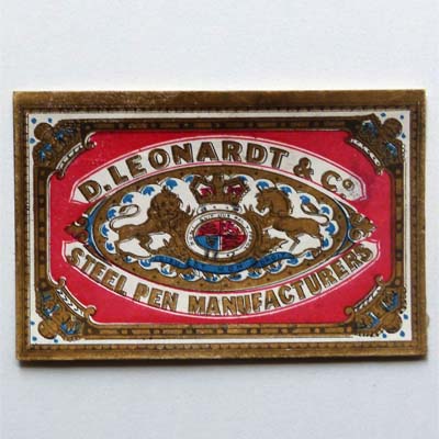 Leonhardt & Co, Schreibfedern - Etikett