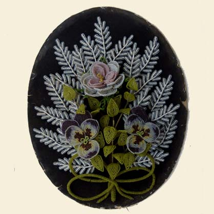 Blumenschmuck, Glasperlen, Klosterarbeit, um 1870