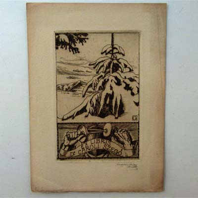 Radierung, Ex Libris, Géza Angyal