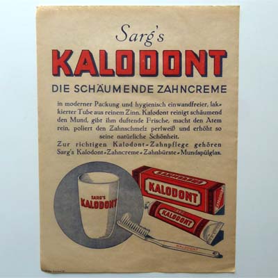 Kalodont, Zahnpasta, Werbeblatt