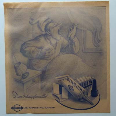 Rhinocillin - Das Schnupfenmittel, Werbeblatt, 1950