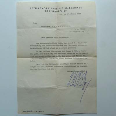 Heizkostenzuschuss, Bezirksvorstehung VII. Bezirk, 1963