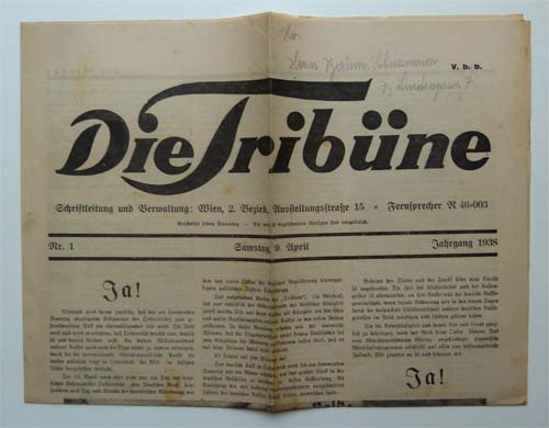 Die Tribüne, Zeitung, österr. Nationalsozialisten, 1938