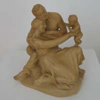 Figur, Familie mit Baby, K. S. Bechyn, signiert