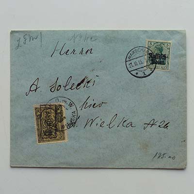 Russisch-Polen, Brief, Mischfrankatur, 1915