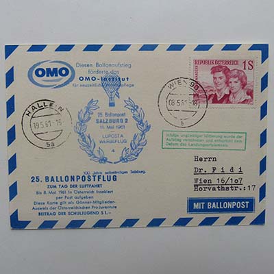 25. Ballonpostflug, Tag der Luftfahrt, 1961