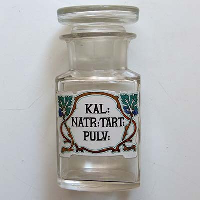 Apothekerflasche, mundgeblasen, geschliffen, Jugendstil