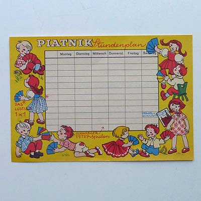 Stundenplan, Piatnik Spielkarten, 50er Jahre