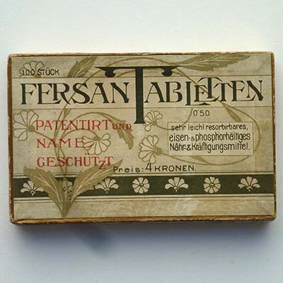 Fersan Tabletten, Jugendstil, Pappschachtel