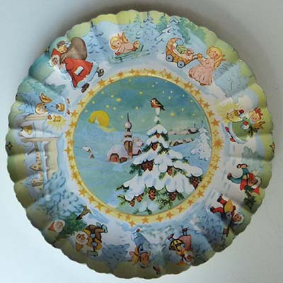 Pappteller, Weihnachtsmotiv, 50er Jahre